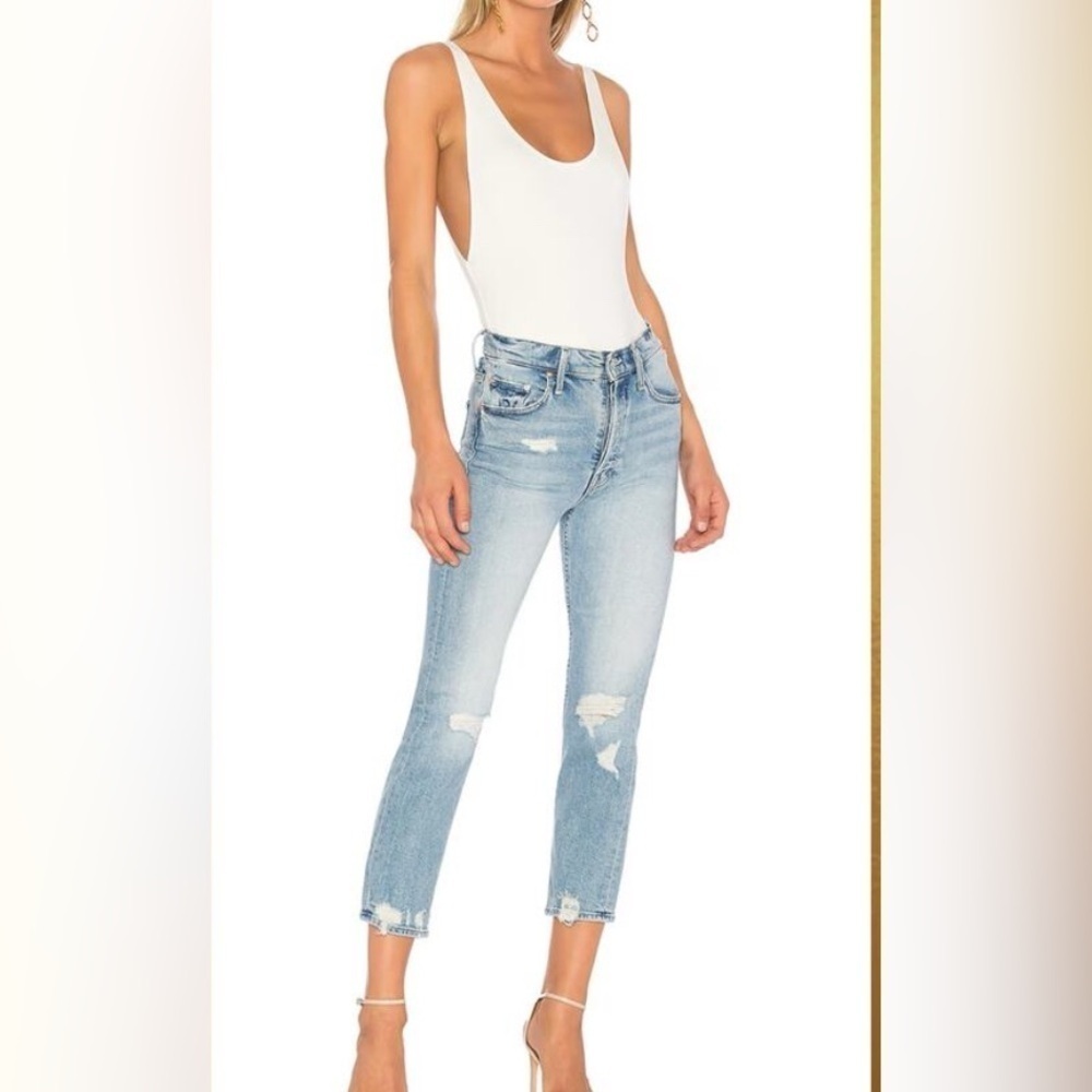 MOTHER SUPERIOR The Tomcat Ripped Crop Straight Leg Jeans 25 - Picture 2 of 16